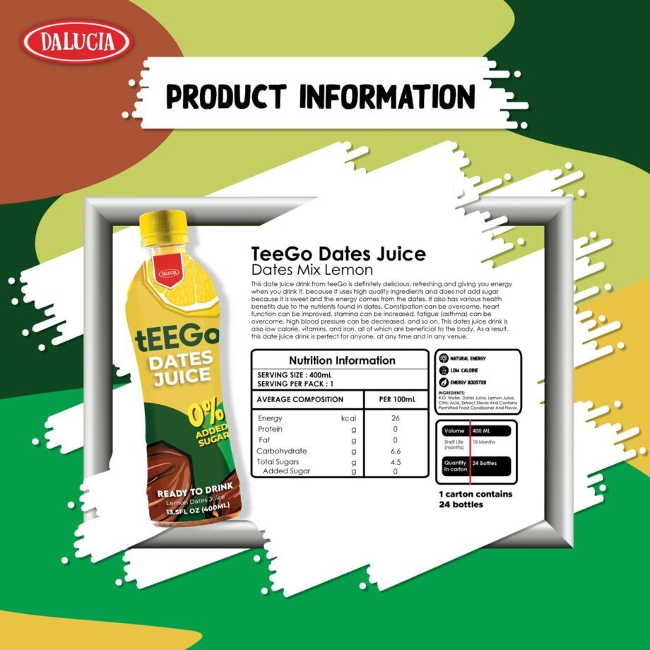 Kurma Fruit Drink 400ml (Lemon Flavour) - Image 2